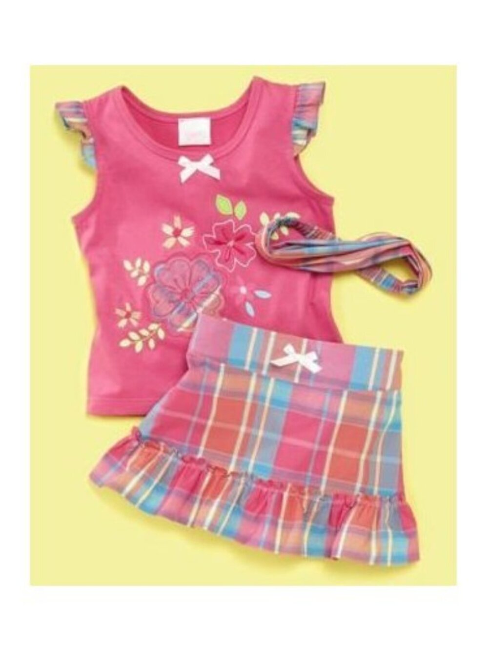 Nannette - Girls' Fuchsia Plaid Skort Set